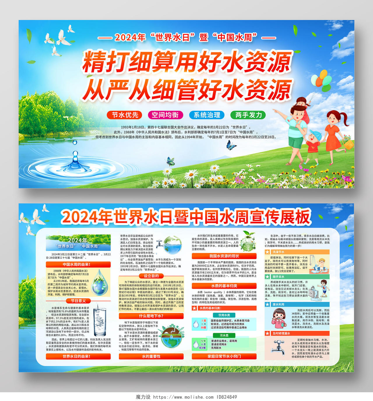 2024世界水日暨中国水周环保生态知识科普宣传栏展板
